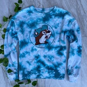 Bucee’s Tie Dye Pullover Fleece Crew Neck Long Sleeve Sweater Fleece Sweatshirt